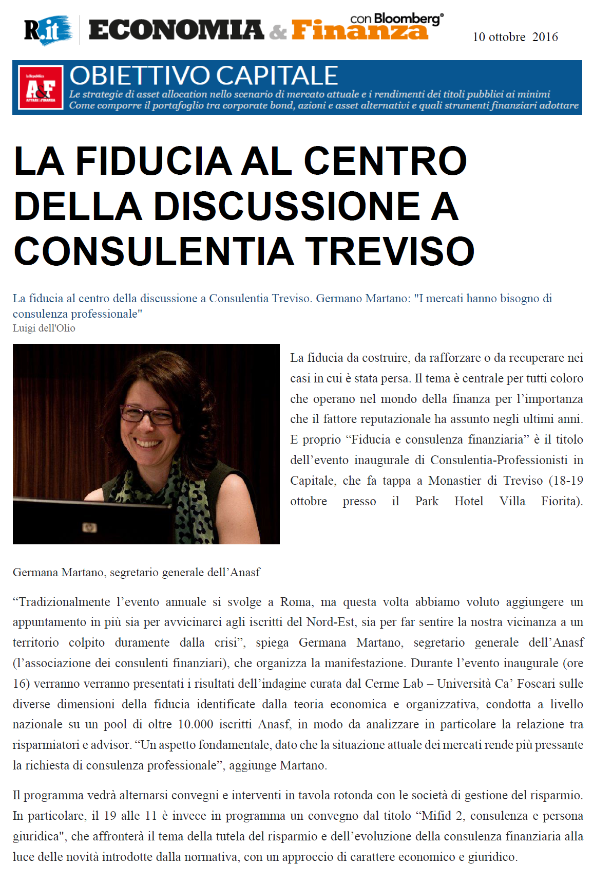 La fiducia al centro della discussione a Consulentia Treviso