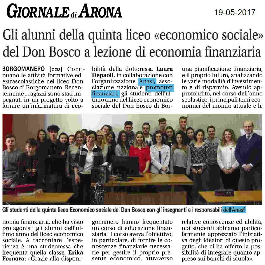 Gli alunni del Don Bosco a lezione di economia finanziaria