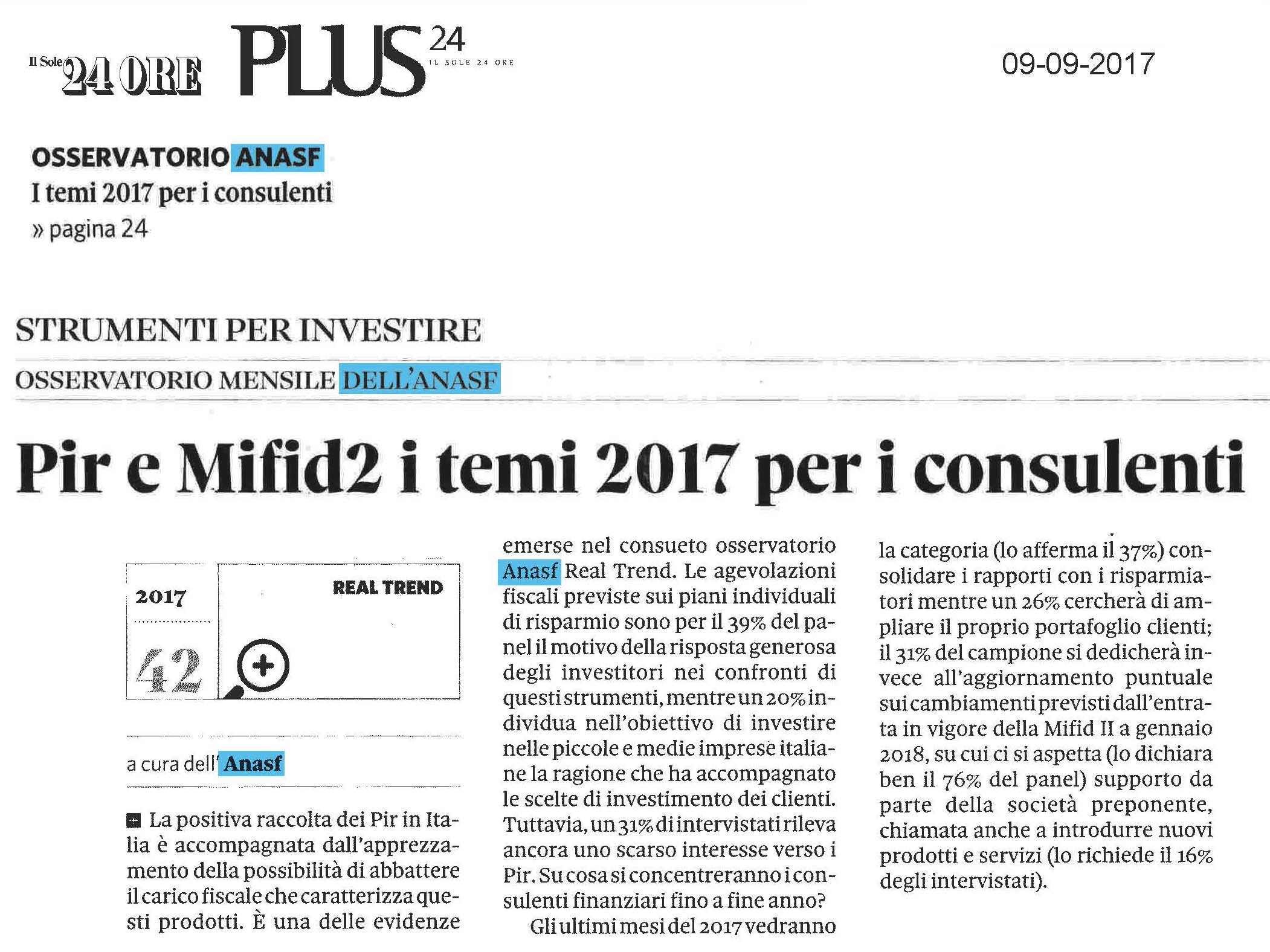 Pir e MiFID 2 i temi 2017 per i consulenti