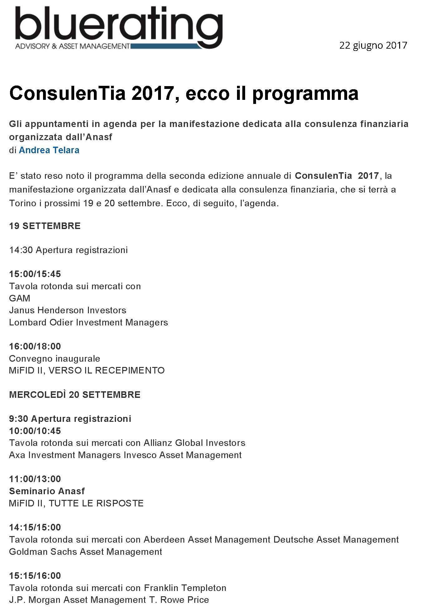ConsulenTia 2017, ecco il programma