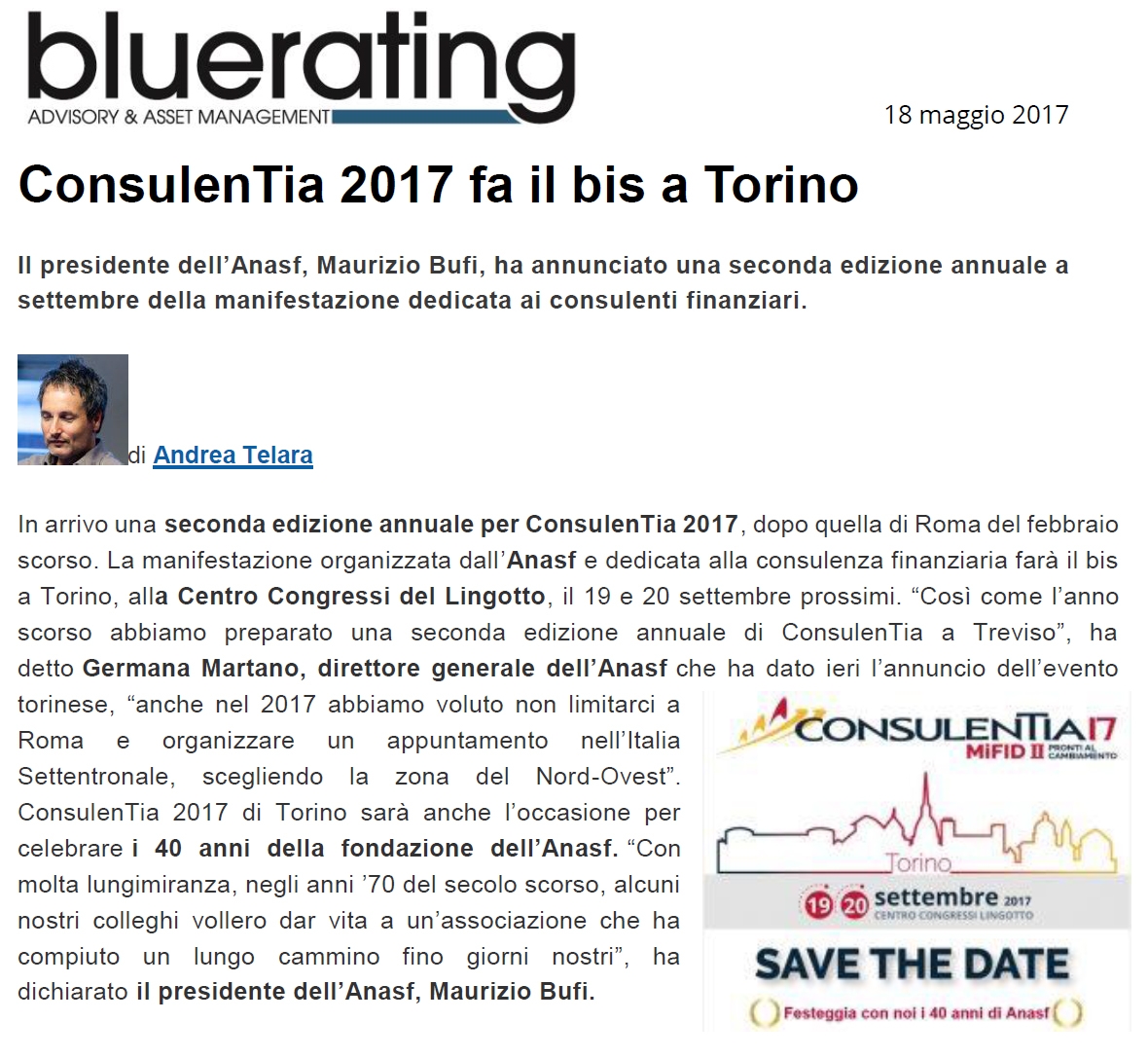 ConsulenTia 2017 fa il bis a Torino