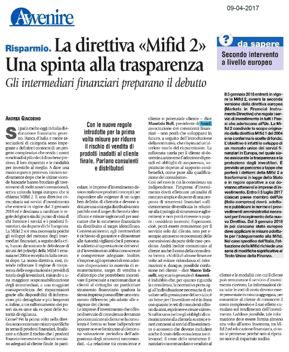 La direttiva MiFID 2 Una spinta alla trasparenza