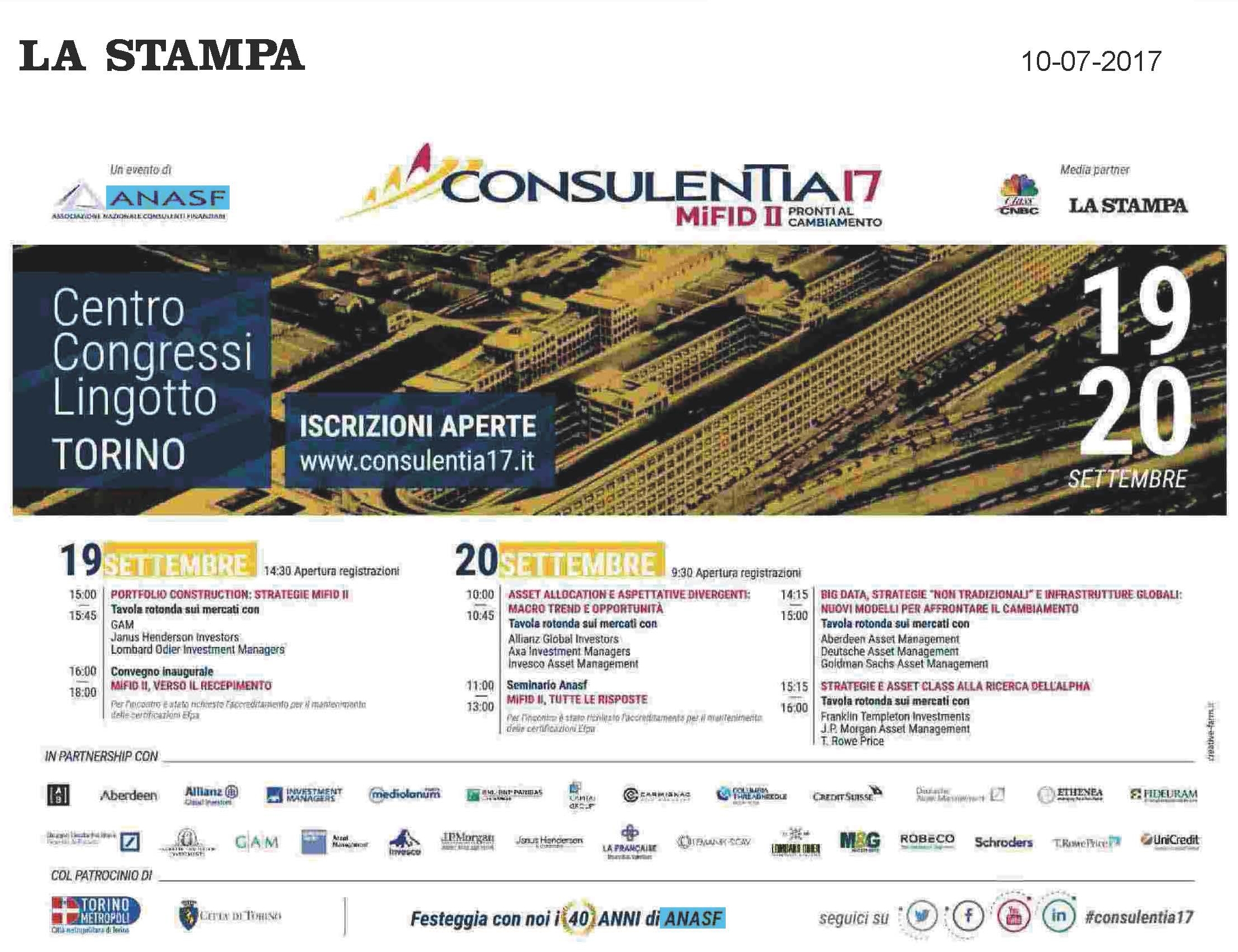 La pubblicità di ConsulenTia17 Torino è su La Stampa