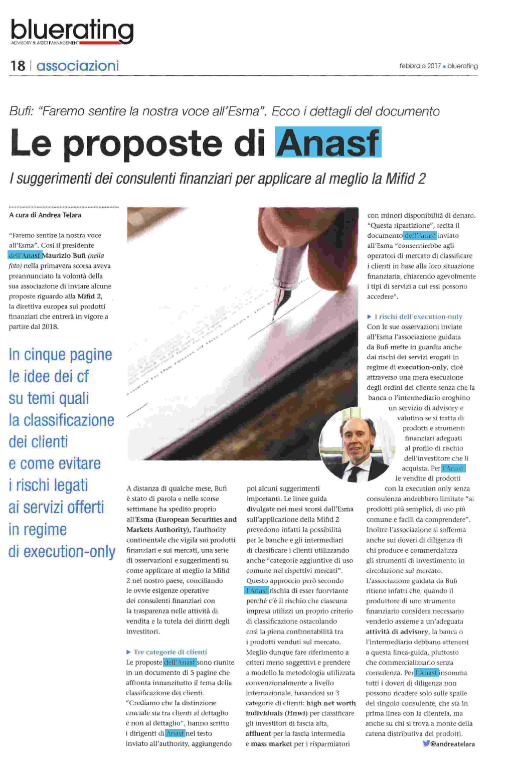 Le proposte di Anasf