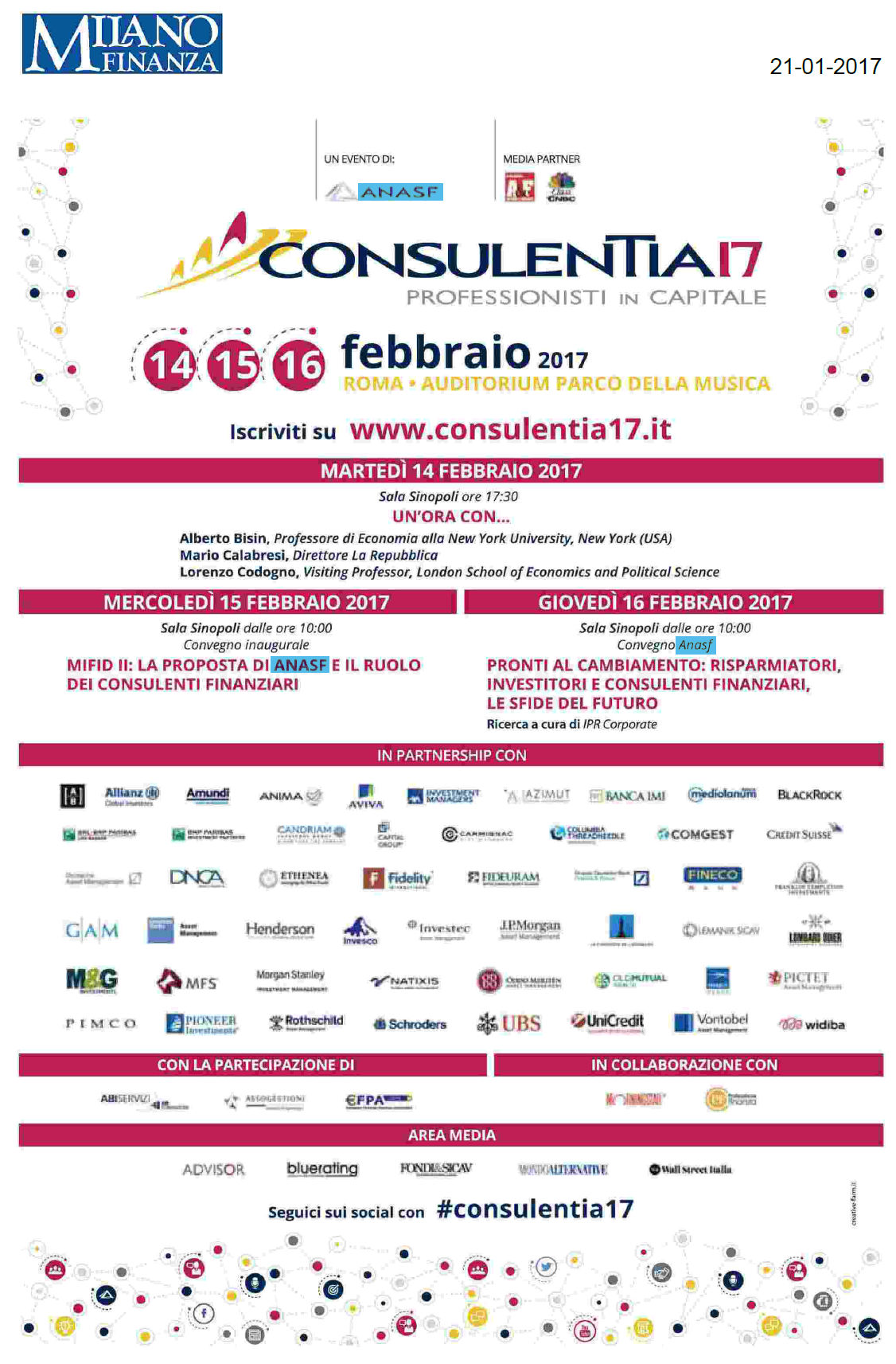Anasf con Consulentia17 è su Milano Finanza 